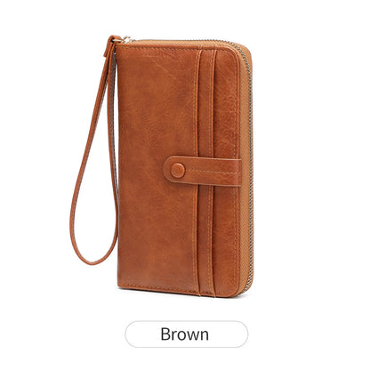Women's Retro Long Wallet Large Capacity Multi-Card Slot Wristlet Clutch