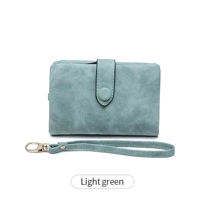 Frosted Tri-Fold Wallet for Women – Cute Multi-Card Slot Wristlet Purse