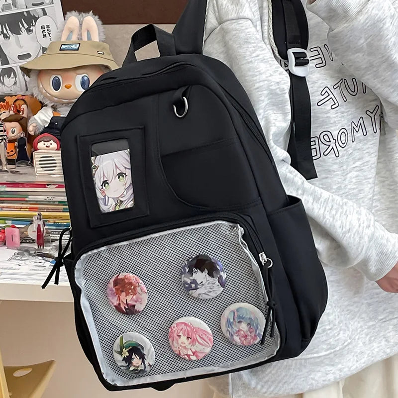 Anime Aesthetic Backpack for Women – Large Capacity College Bag