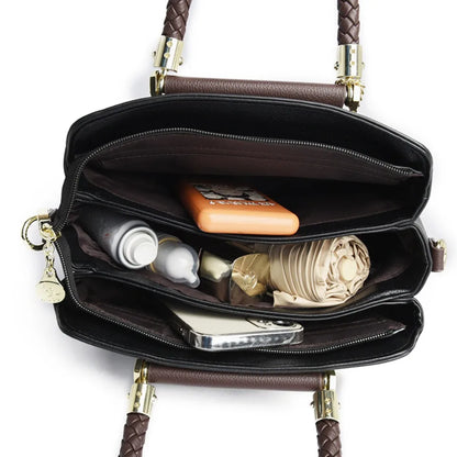 Luxury PU Leather Crossbody Bag for Women – 3-Layer Designer Handbag