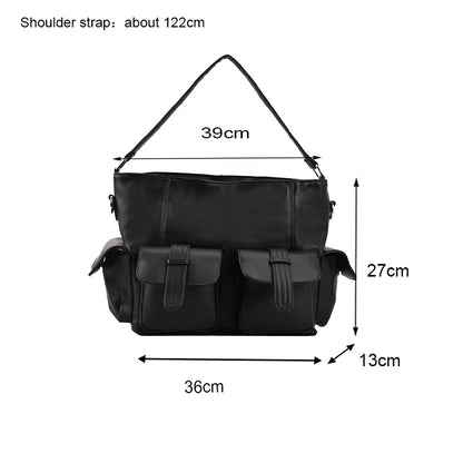 Black Large Capacity Hobo Shoulder Bag – Soft PU Leather Tote