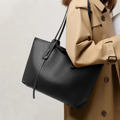 Foxer Women S Shoulder Bag Genuine Leather Handbag Large Capacity Tote Female Commuter Casual Purse
