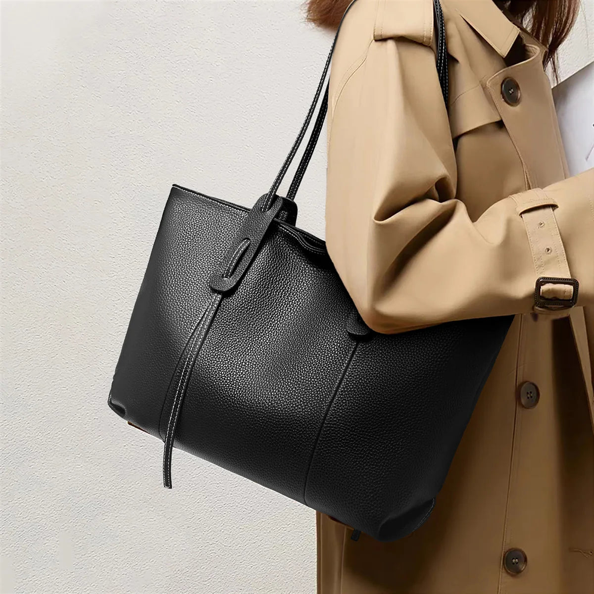 Foxer Women S Shoulder Bag Genuine Leather Handbag Large Capacity Tote Female Commuter Casual Purse