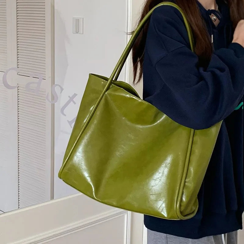 Large PU Leather Tote Bag – Soft Shoulder Bag for Women