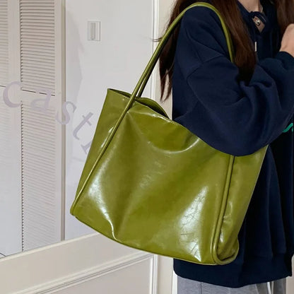 Large PU Leather Tote Bag – Soft Shoulder Bag for Women