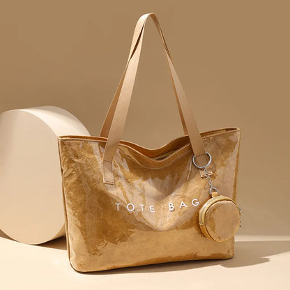 Large Capacity PVC Tote Bag with Mini Coin Purse – Women's Shoulder Bag