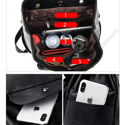 Women's Soft Leather Backpack – Casual School & Travel Bag