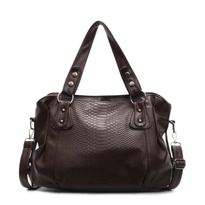 Large Capacity Leather Shoulder Bag for Women – Crocodile Pattern Tote
