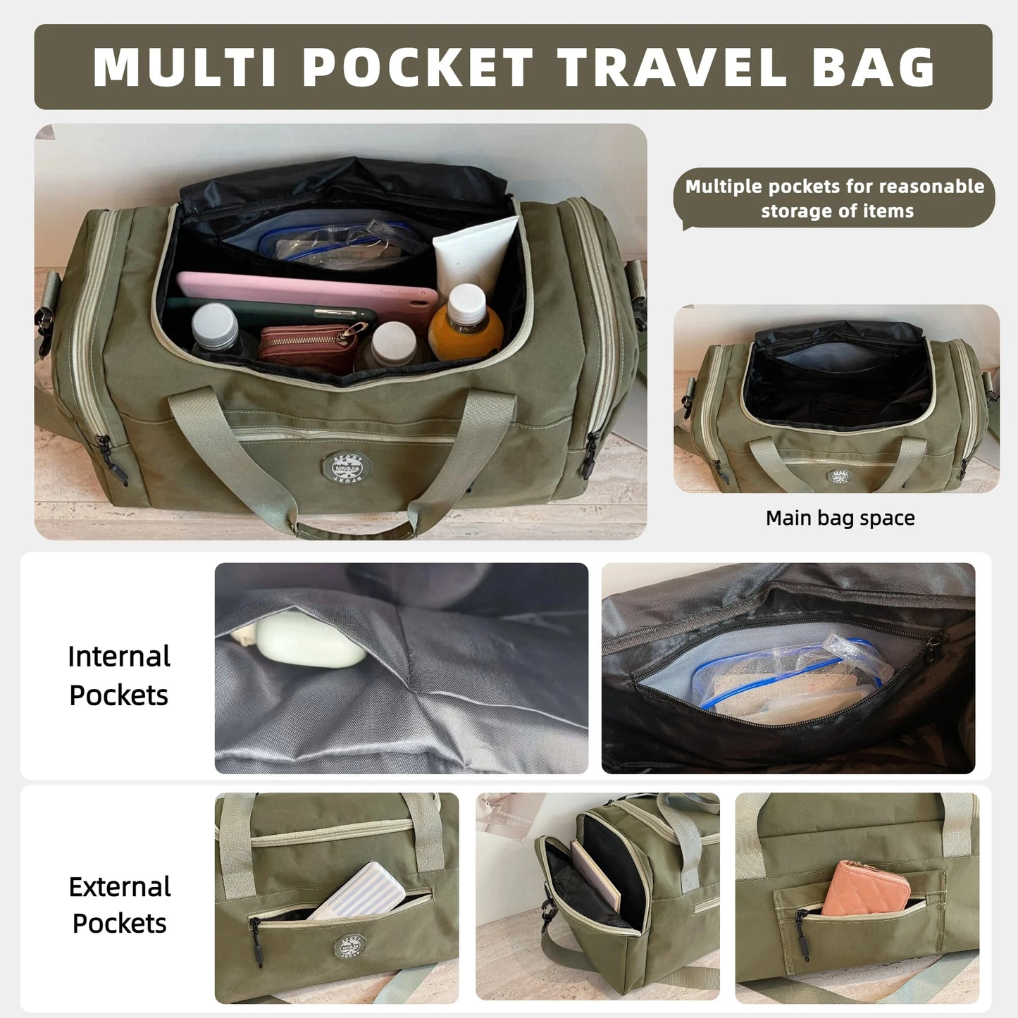 Weekender Overnight Bag with Shoe Compartment & Gym Tote