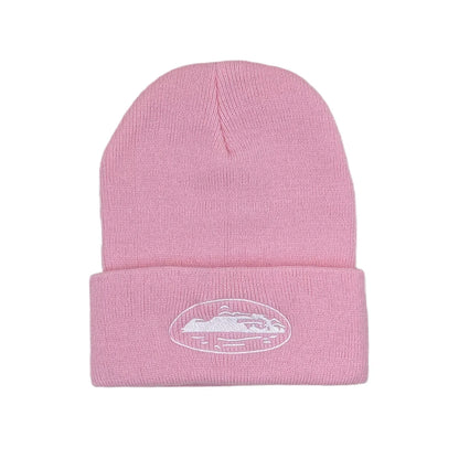 Winter Knitted Beanie Hat – Star & Ship Embroidery Warm Cap