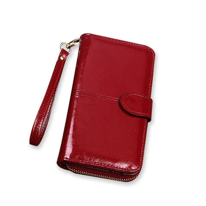 Women's Vintage PU Leather Long Wallet – Zipper Wristlet Clutch