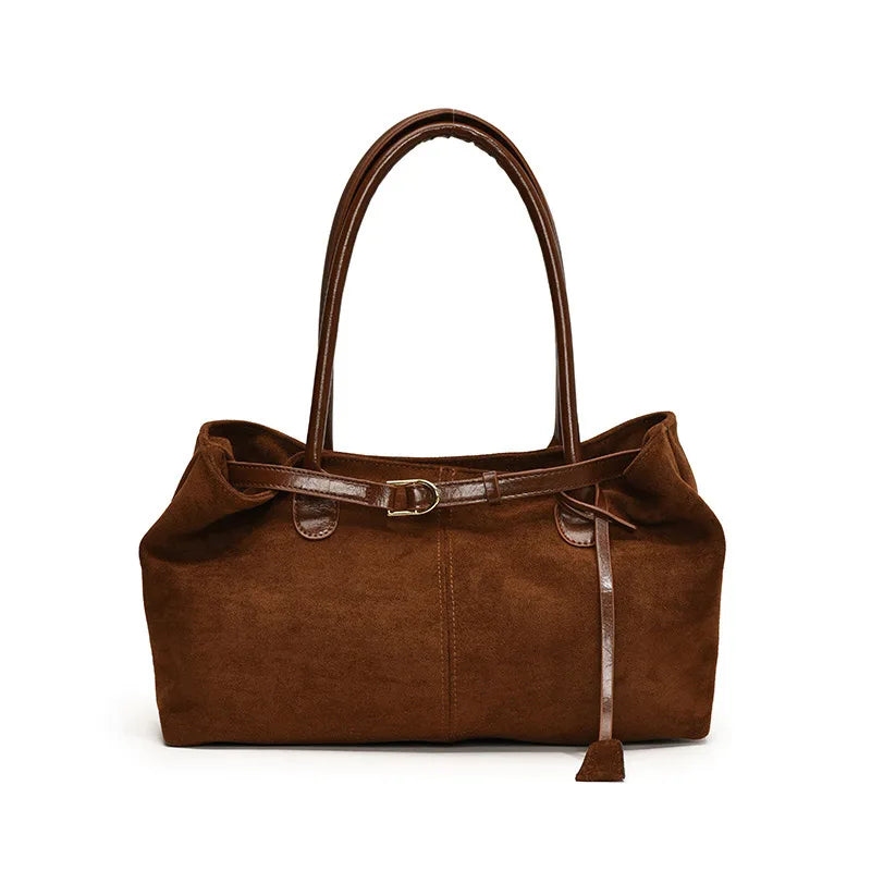 Fashionable Retro Suede Bag Popular European American Large-Capacity Autumn Winter Tote Bag Simple