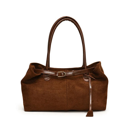 Fashionable Retro Suede Bag Popular European American Large-Capacity Autumn Winter Tote Bag Simple