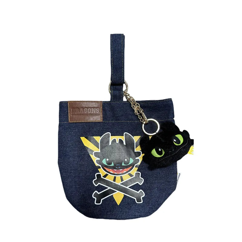 Toothless Plush Keychain & Denim Tote Bag – How to Train Your Dragon Gift