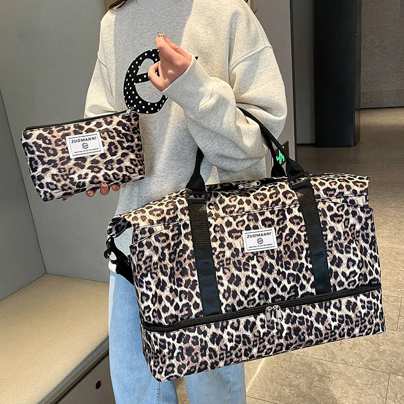 Travel Duffle Bag Set with Shoe Compartment & Cosmetic Pouch