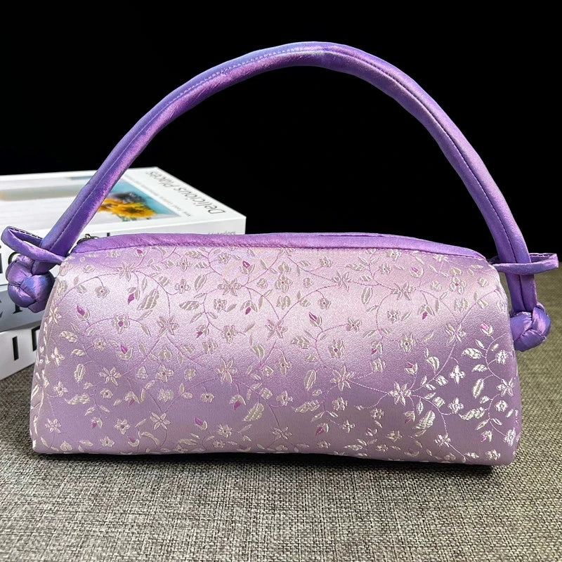 Embroidered Silk Shoulder Bag – Floral Cheongsam Purse