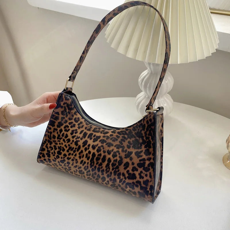 Leopard Print PU Leather Shoulder Bag for Women
