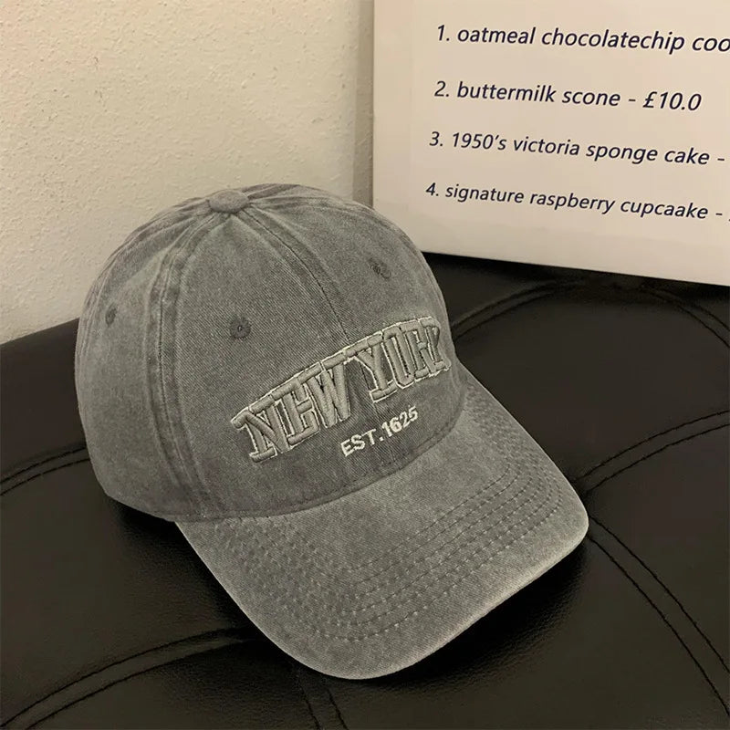 Washed Cotton New York Baseball Cap – Vintage Retro Dad Hat