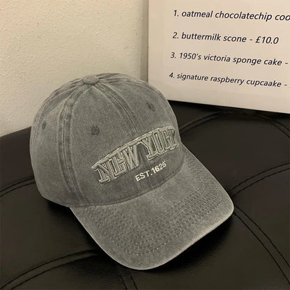 Washed Cotton New York Baseball Cap – Vintage Retro Dad Hat