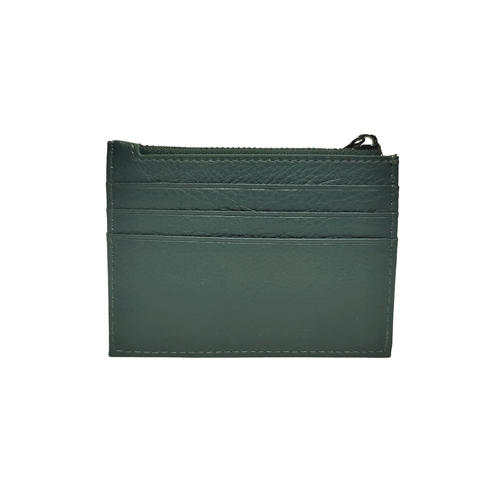Genuine Leather Card Holder with Zipper Coin Purse – Slim Wallet