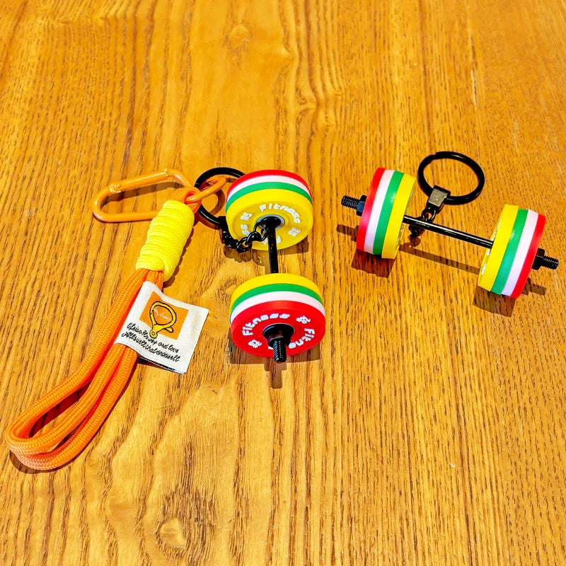 Mini Dumbbell Barbell Keychain – Fitness Bag Charm Pendant