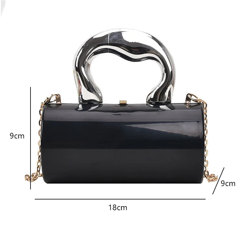 Cylinder Evening Clutch – Women's Metallic Mini Crossbody Bag