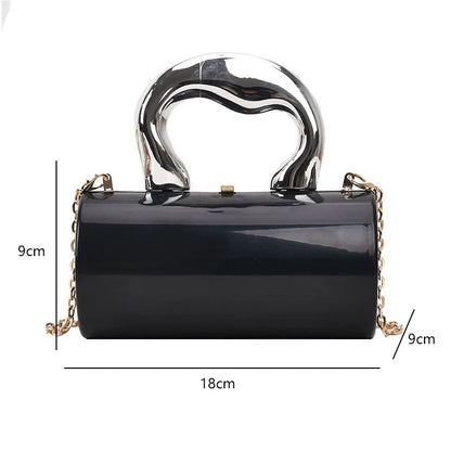 Cylinder Evening Clutch – Women's Metallic Mini Crossbody Bag