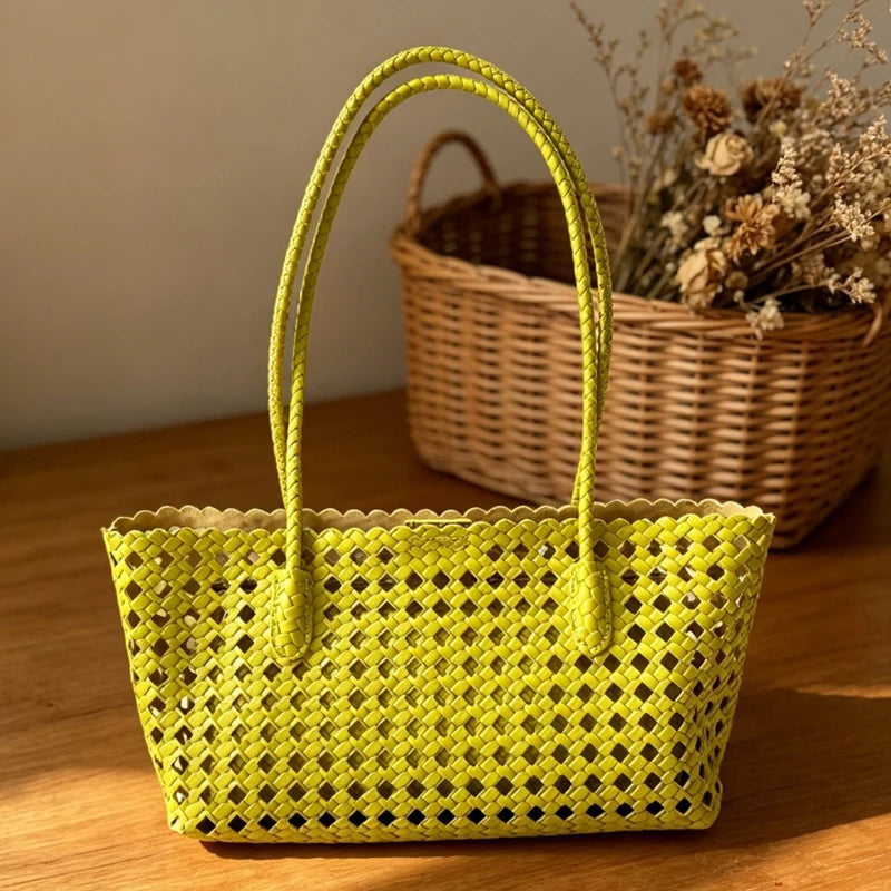 Hollow Woven Basket Shoulder Bag – Large Boho Vacation Tote