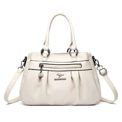 3-Layer Leather Tote Bag for Women – Large Shoulder & Crossbody Handbag