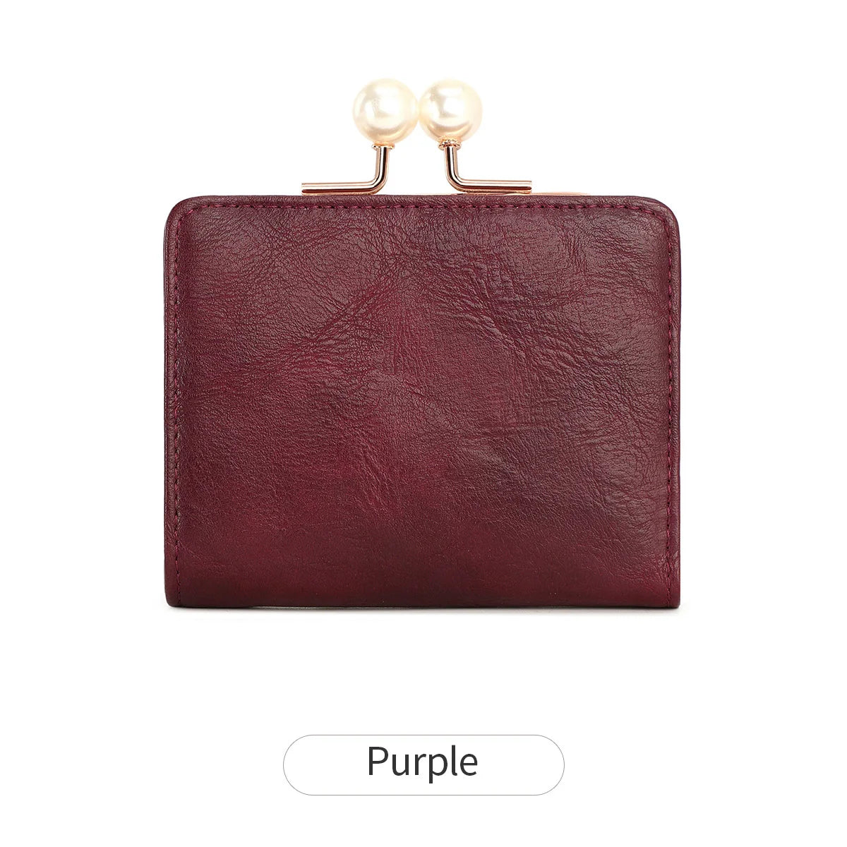 Pearl Kiss-Lock Women's Trifold Wallet – Large Capacity PU Leather
