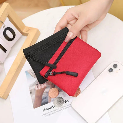 Canvas Mini Coin Purse – Zipper Pouch for Keys, Cards & Cash