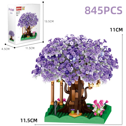 Cherry Blossom Tree House Building Blocks Set – DIY Floral Model Kit