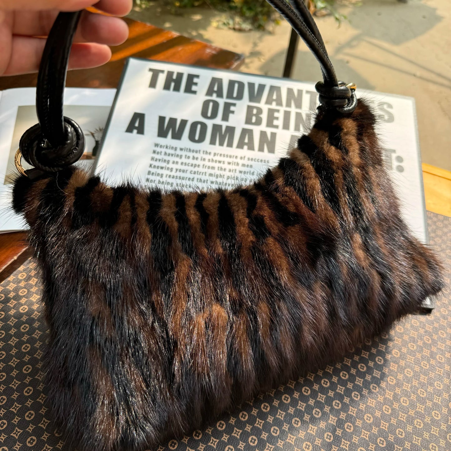 Mew Real Mink Fur Natural Cloud Winter Thick Bag Single Shoulder Women Fluffy Evening Ladies - Thick