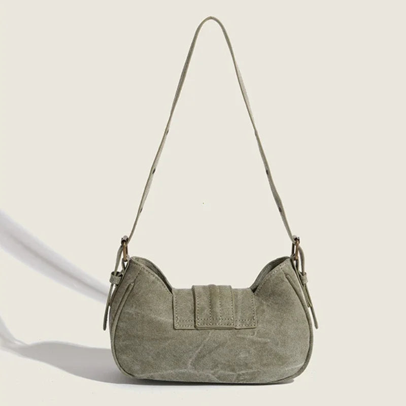 Y2K Vintage Rivet Shoulder Bag – Gothic Punk Canvas Handbag