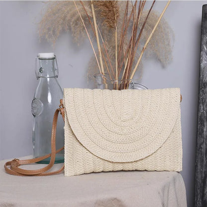 Straw Crossbody Bag for Women – Handwoven Envelope Purse