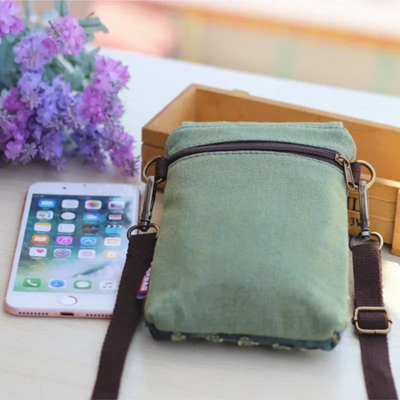 Denim Mini Crossbody Phone Bag – 3-Layer Women's Purse