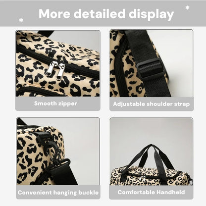 Leopard Print Duffle Bag – Multi-Pocket Sports & Travel Bag