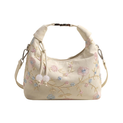 Floral Embroidery Shoulder Bag – Elegant Women's Handbag