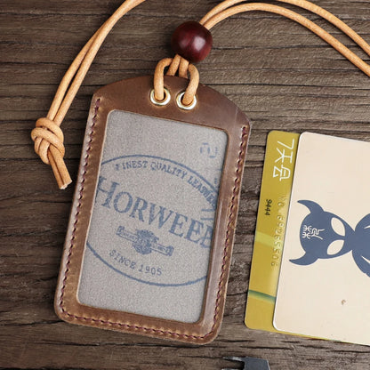 Horween Leather ID Badge Holder with Lanyard
