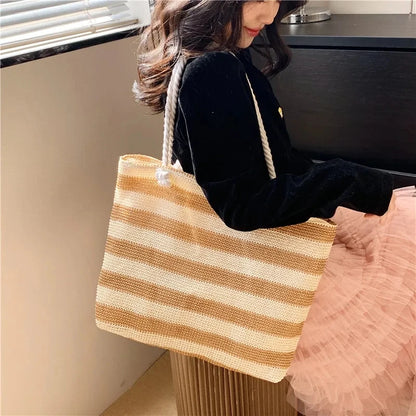 Large Straw Beach Tote Bag – Women's Summer Shoulder Bag