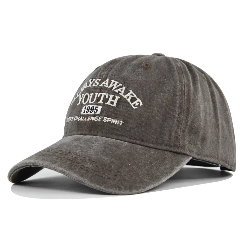 Embroidered Snapback Baseball Cap Vintage Washed Unisex