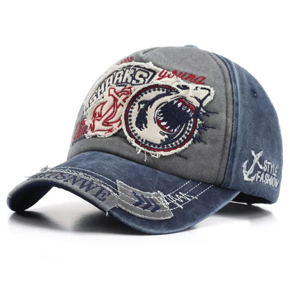 Shark Embroidery Baseball Cap – Unisex Cotton Snapback Hat