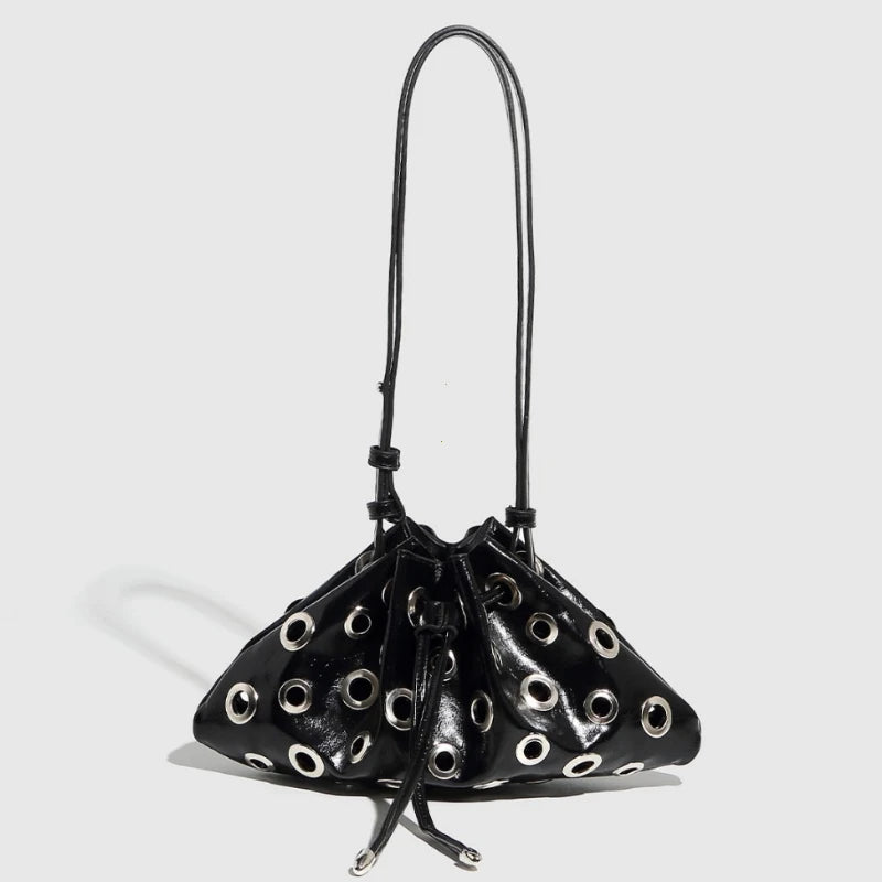 Y2K Metal Eyelet Shoulder Bag – Women's Drawstring Crossbody Purse