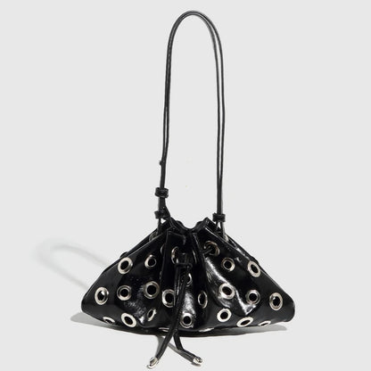 Y2K Metal Eyelet Shoulder Bag – Women's Drawstring Crossbody Purse