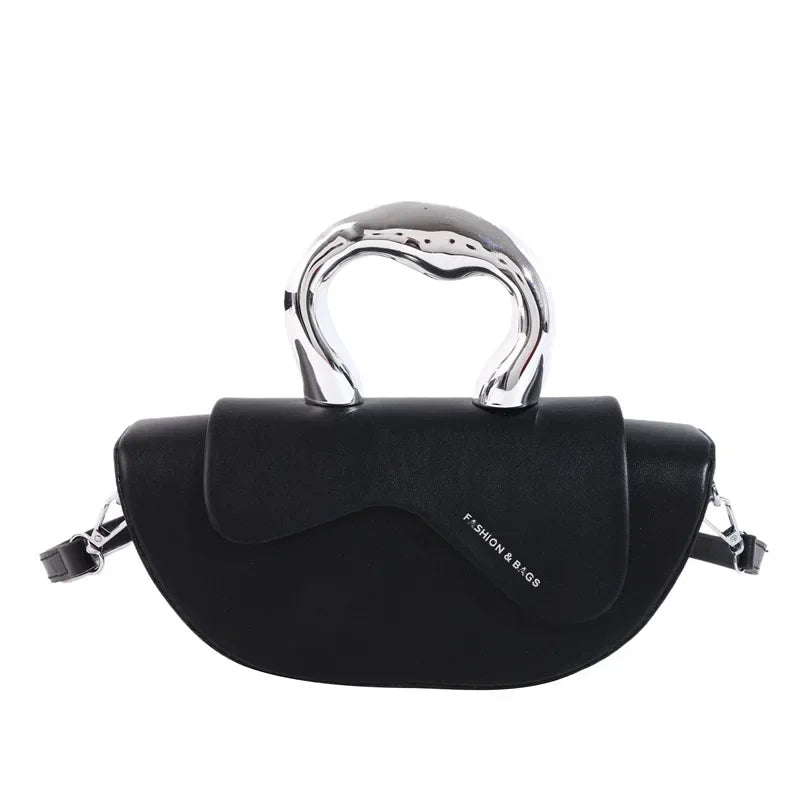 Sculptural Handle Shoulder Bag – Women's PU Leather Crossbody