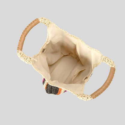 Casual Striped Straw Tote Bag Paper Woven Women Handbags Handmade Summer Beach Large Capacity Bali