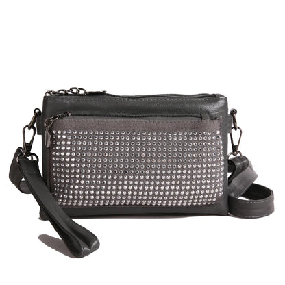 Rhinestone Rivet Clutch Bag for Women – Wristlet Crossbody