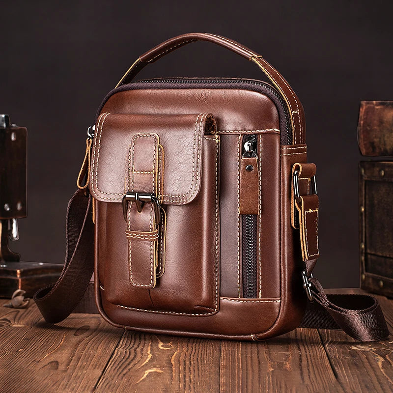 Genuine Leather Shoulder Bag for Men – Small Crossbody Bag