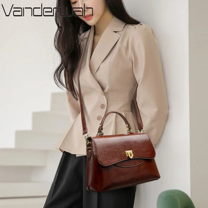 Women's Leather Crossbody Bag – Large Capacity Shoulder Handbag
