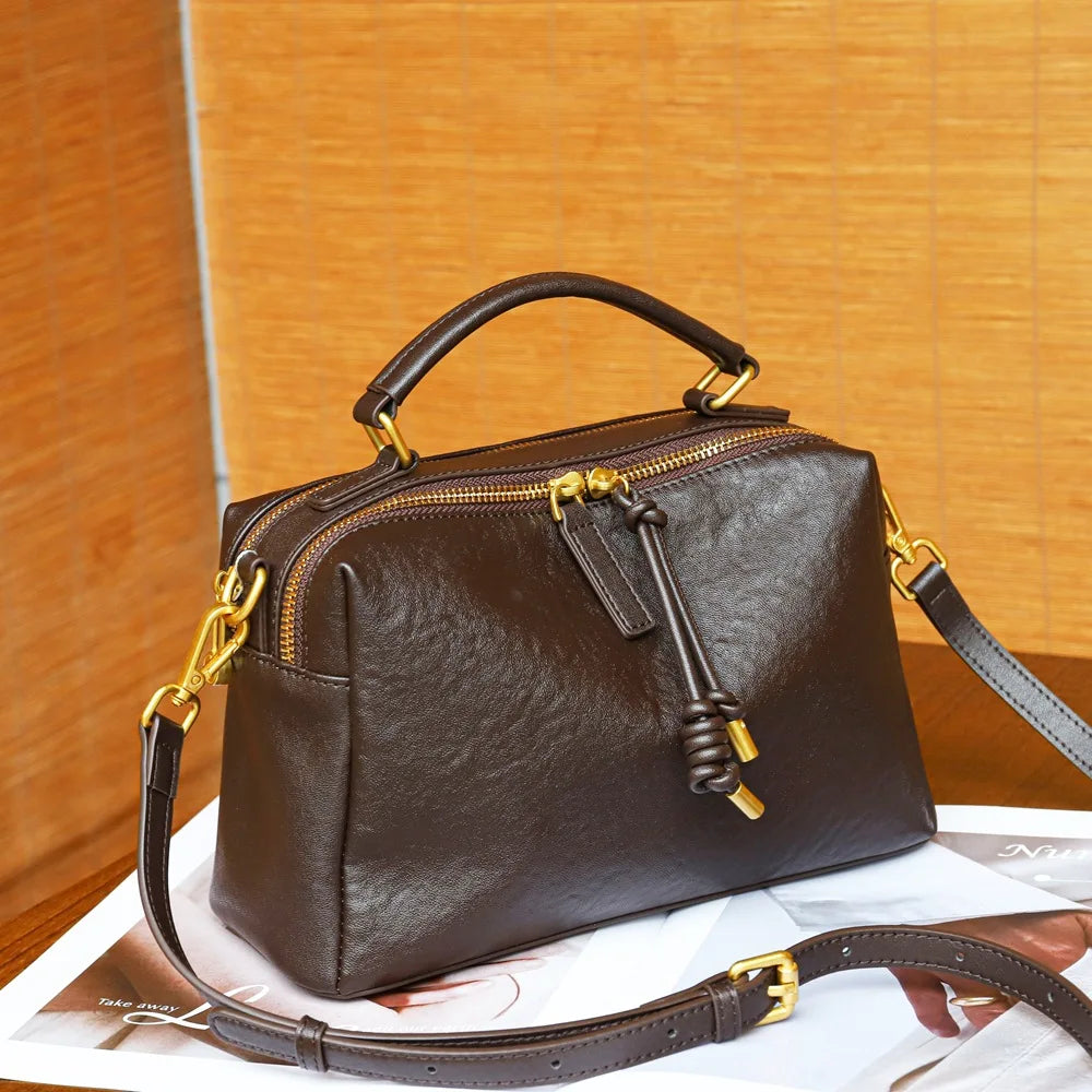 Genuine Leather Crossbody Bag – Women's Designer Satchel